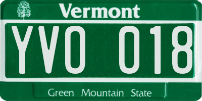 VT license plate YVO018
