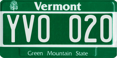 VT license plate YVO020