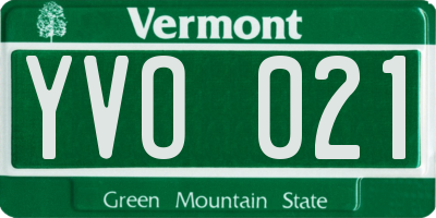 VT license plate YVO021