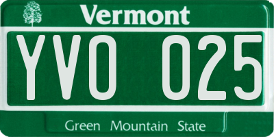 VT license plate YVO025