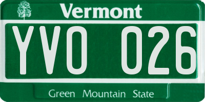 VT license plate YVO026