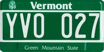 VT license plate YVO027