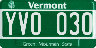 VT license plate YVO030