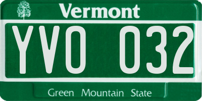 VT license plate YVO032