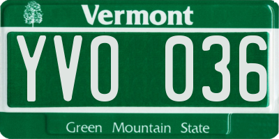 VT license plate YVO036