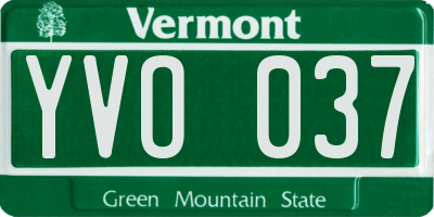 VT license plate YVO037