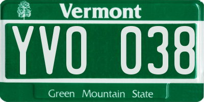 VT license plate YVO038
