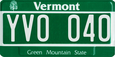 VT license plate YVO040