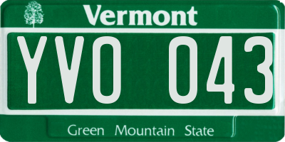 VT license plate YVO043