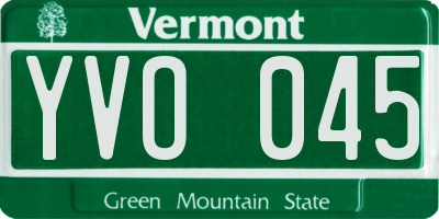 VT license plate YVO045