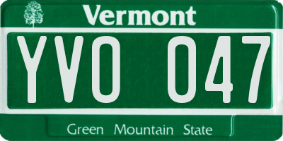 VT license plate YVO047