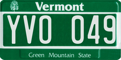 VT license plate YVO049