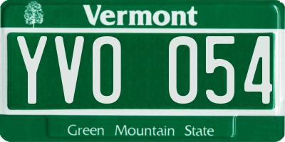 VT license plate YVO054