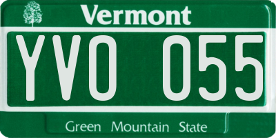 VT license plate YVO055