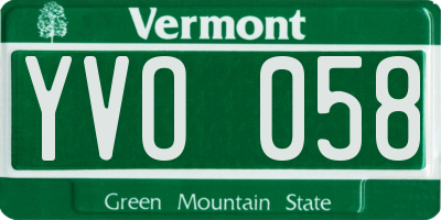 VT license plate YVO058