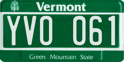 VT license plate YVO061