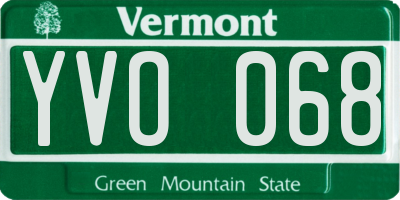 VT license plate YVO068