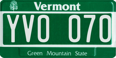 VT license plate YVO070