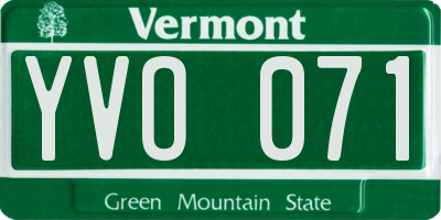 VT license plate YVO071