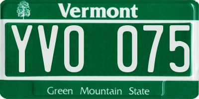 VT license plate YVO075