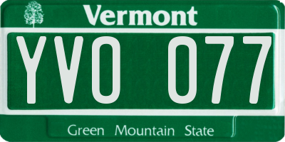 VT license plate YVO077