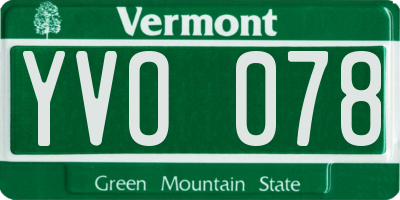 VT license plate YVO078