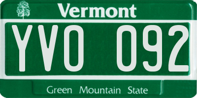 VT license plate YVO092