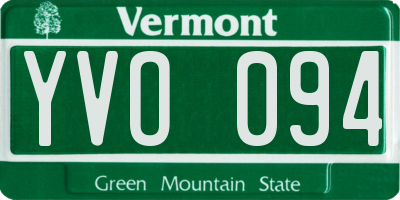 VT license plate YVO094