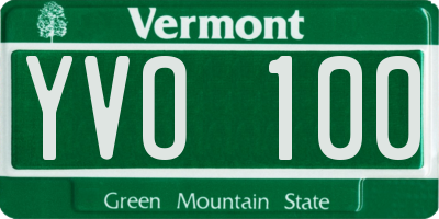 VT license plate YVO100