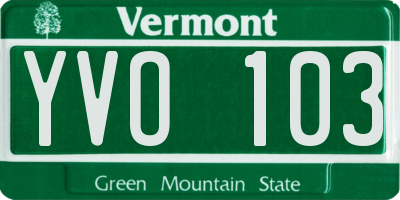 VT license plate YVO103