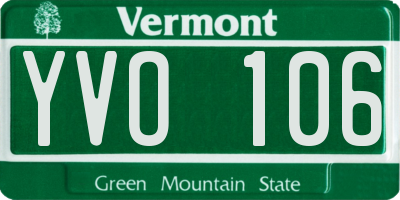 VT license plate YVO106
