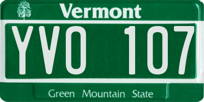 VT license plate YVO107