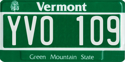 VT license plate YVO109