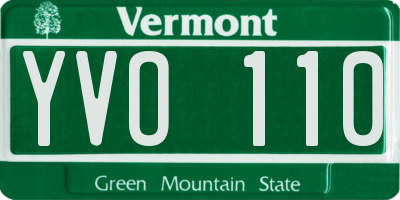 VT license plate YVO110