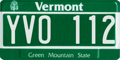 VT license plate YVO112
