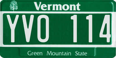 VT license plate YVO114