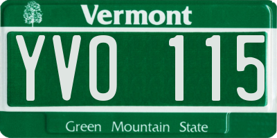 VT license plate YVO115