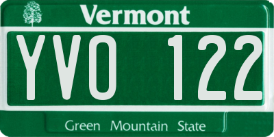 VT license plate YVO122