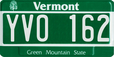 VT license plate YVO162