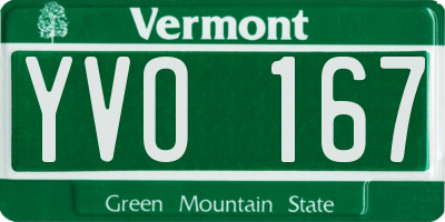 VT license plate YVO167