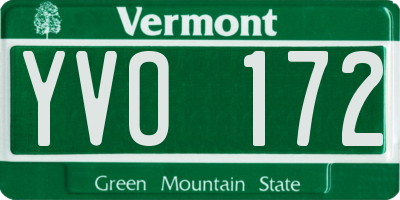 VT license plate YVO172