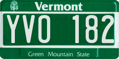 VT license plate YVO182