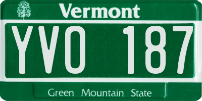 VT license plate YVO187
