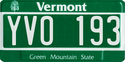VT license plate YVO193