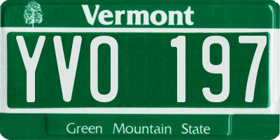 VT license plate YVO197