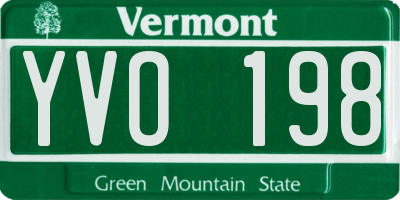 VT license plate YVO198