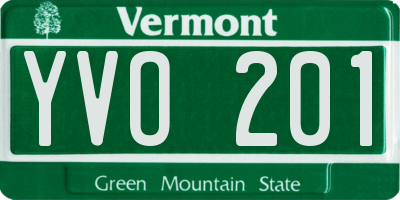 VT license plate YVO201