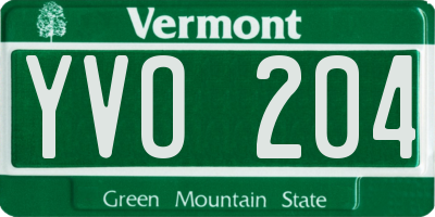 VT license plate YVO204