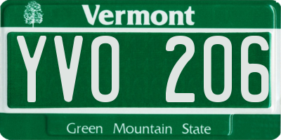 VT license plate YVO206