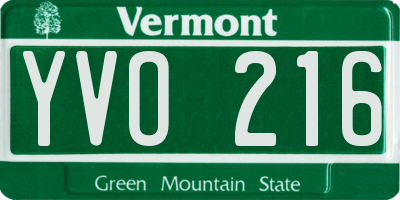 VT license plate YVO216